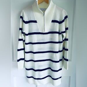 Petal & Pup Quarter Zip Striped Knit Sweater Size M